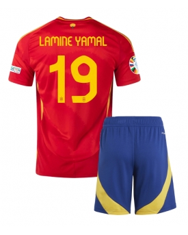Spagna Lamine Yamal #19 Maglia Gara Casa Repliche Europei 2024 Bambino